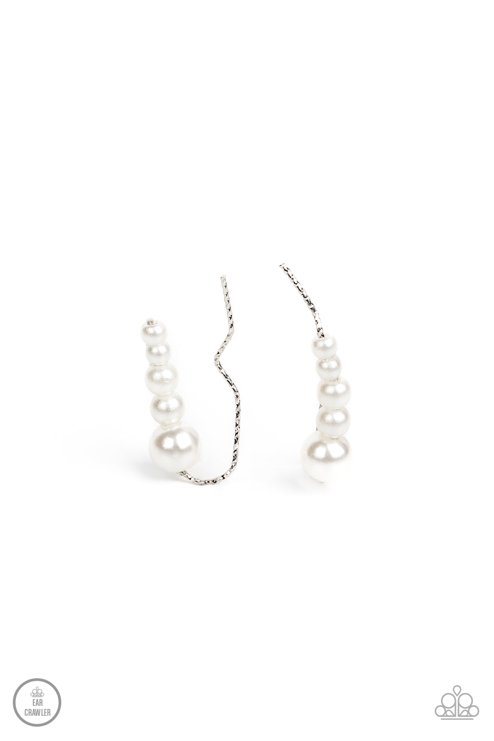 Dropping into Divine - White Ear Crawler Earrings