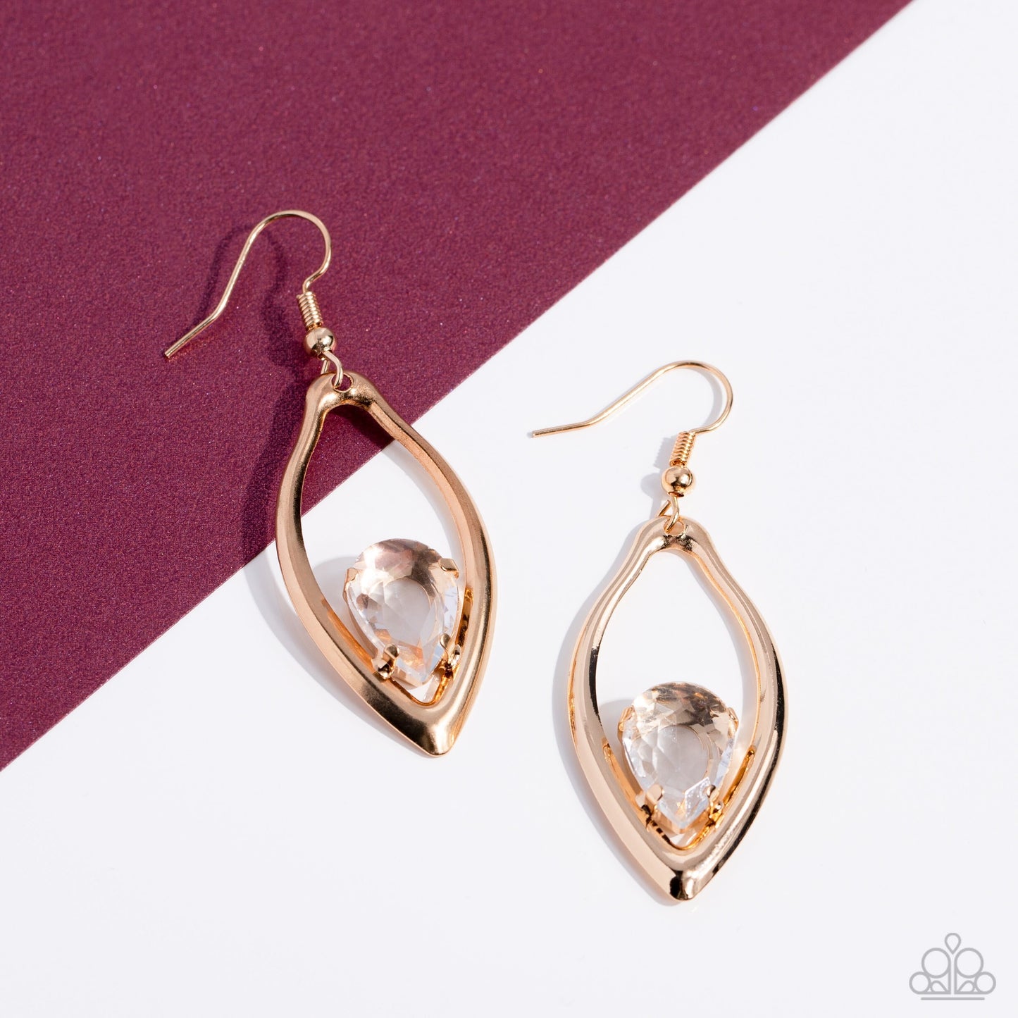 Beautifully Bejeweled - Gold Earrings - Princess Glam Shop