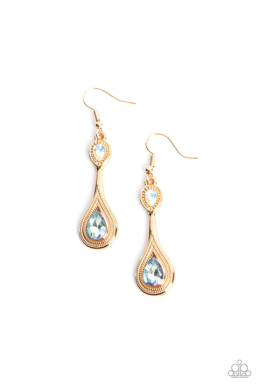 Dazzling Droplets - Multi Gold Earrings