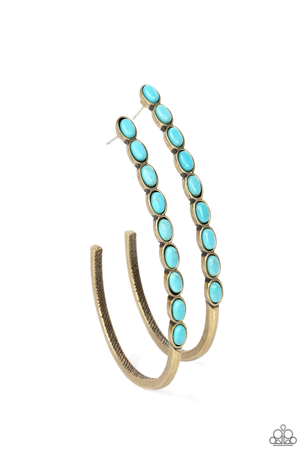 Artisan Soul - Brass & Blue Stone Hoop Earrings