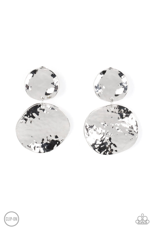 Rush Hour - Silver Clip-On Earrings