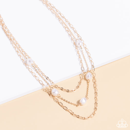 Offshore Oasis - Gold & White Necklace Set - Princess Glam Shop