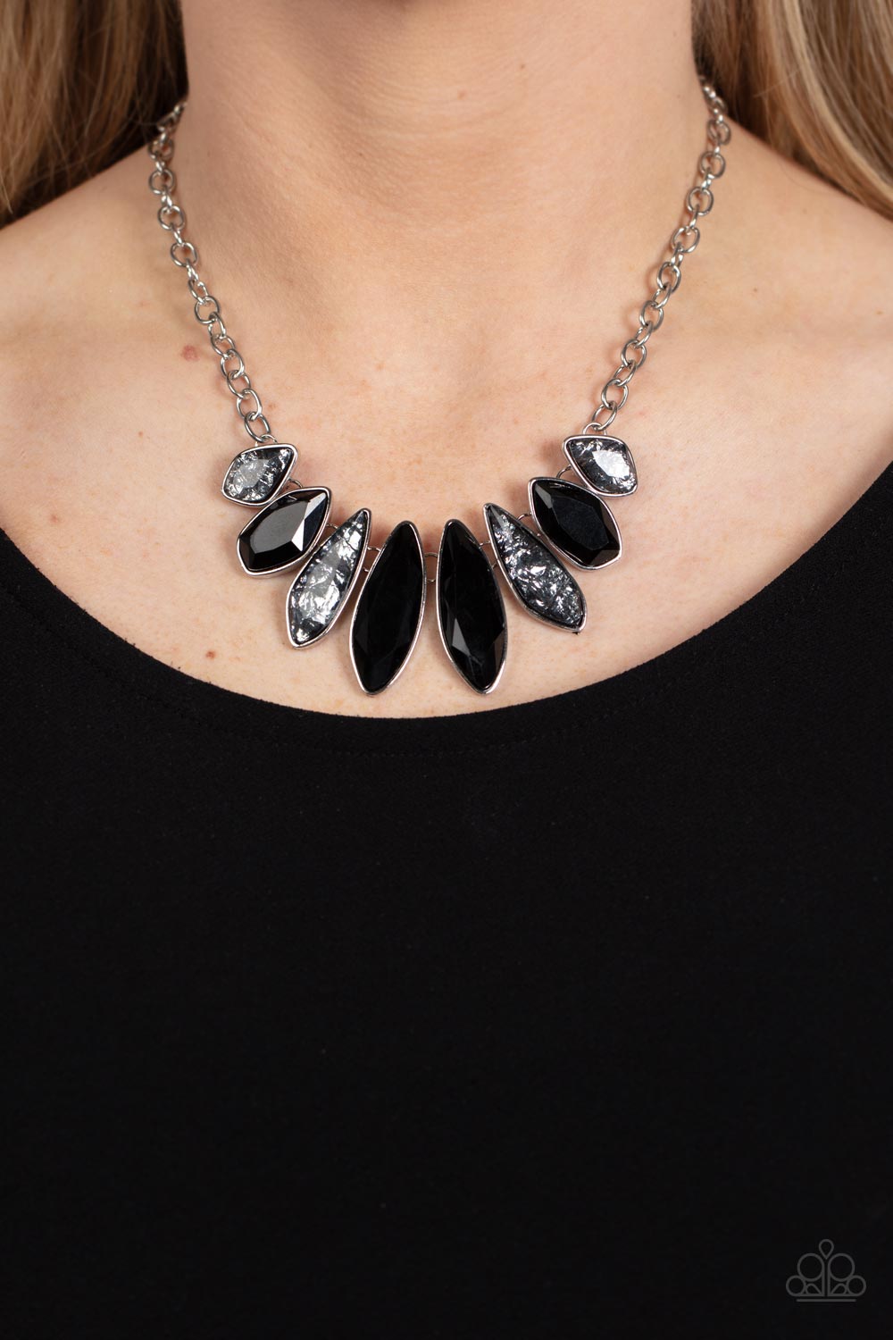 Crystallized Couture - Black & Silver Necklace Set - Princess Glam Shop