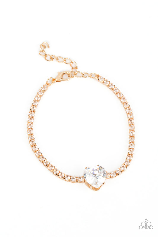 Bedazzled Beauty - Gold Heart Bracelet - Princess Glam Shop
