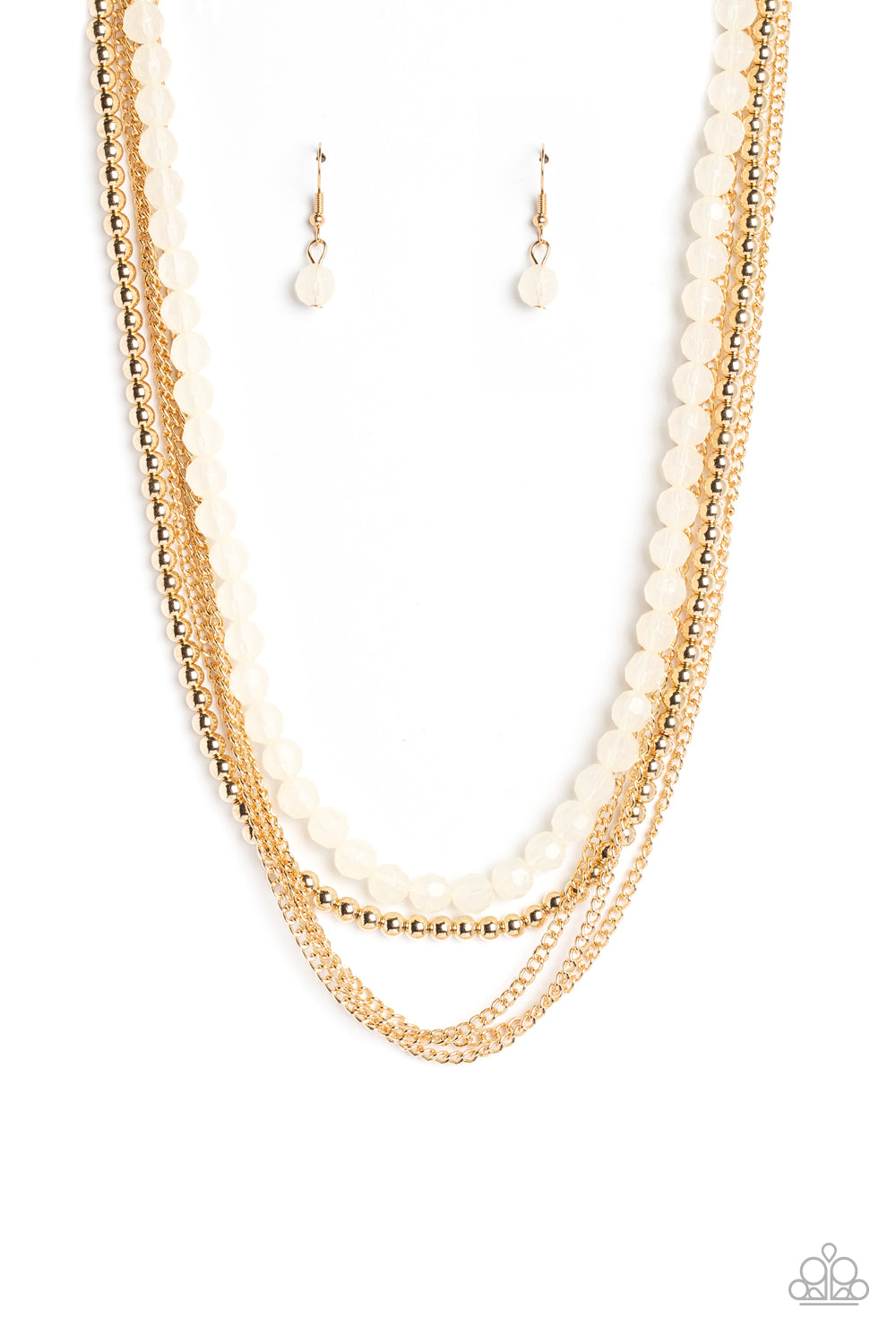 Boardwalk Babe - Gold & White Necklace Set