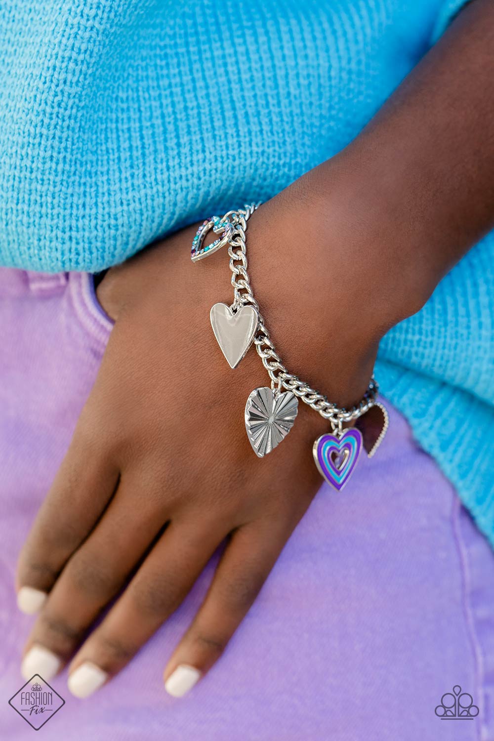 Funky Forte - Multi Blue & Purple Charm Bracelet