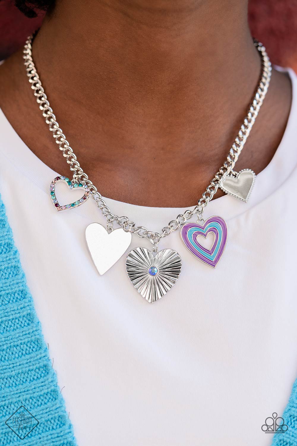 Retro Rhapsody - Multi Blue & Purple Charm Necklace Set