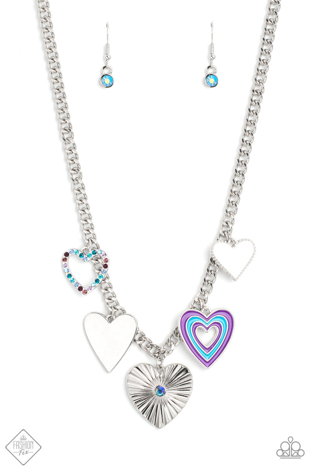 Retro Rhapsody - Multi Blue & Purple Charm Necklace Set
