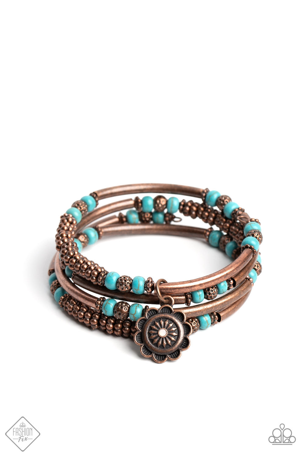 Badlands Bunch - Copper & Blue Stone Coil Bracelet Feb 2023 Fashion Fix Exclusive - Princess Glam Shop