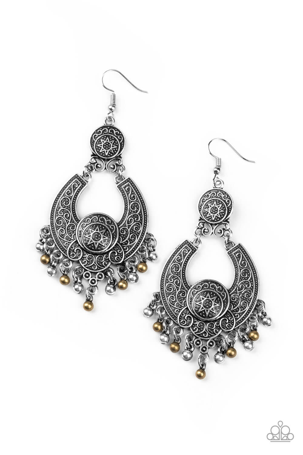 Sunny Chimes - Multi Silver & Brass Earrings - Princess Glam Shop