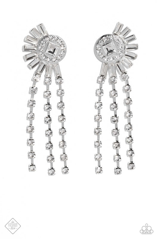 Torrential Twinkle - White Earrings May 2023 Fashion Fix Exclusive