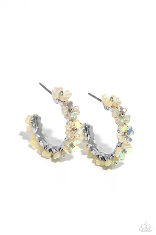 Floral Focus - White Hoop Earrings