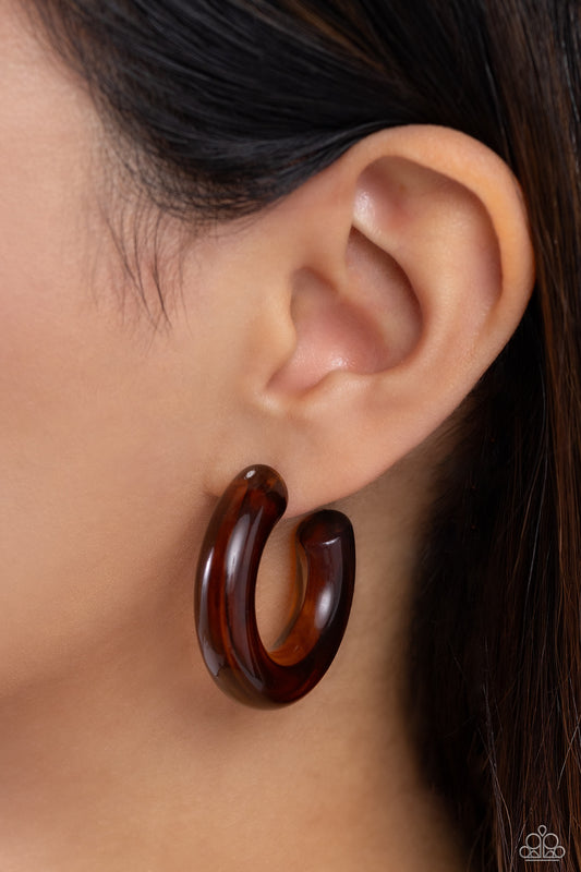 Glassy GAZE - Brown Hoop Earrings