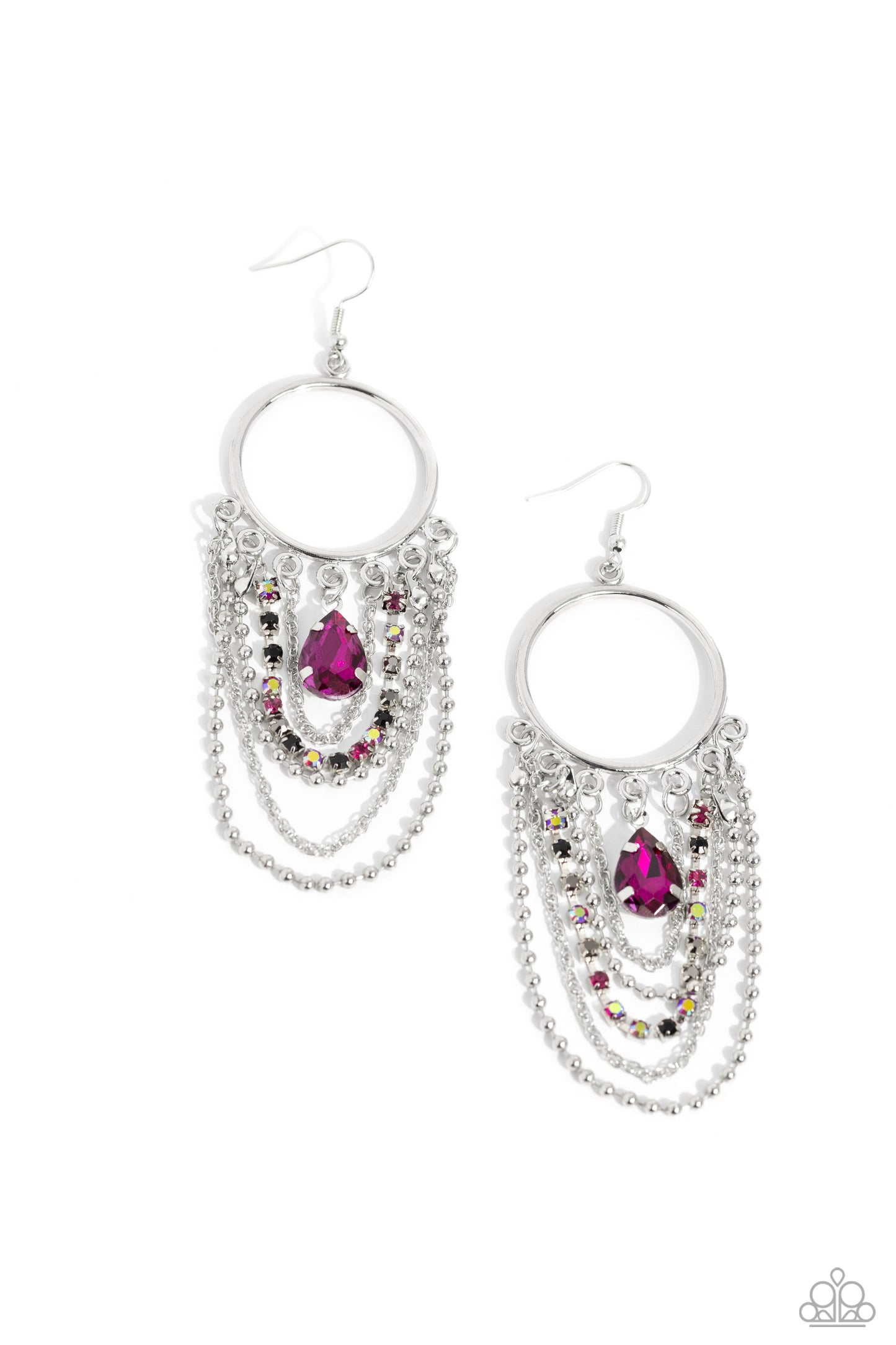 Cascading Clash - Multi Pink Earrings