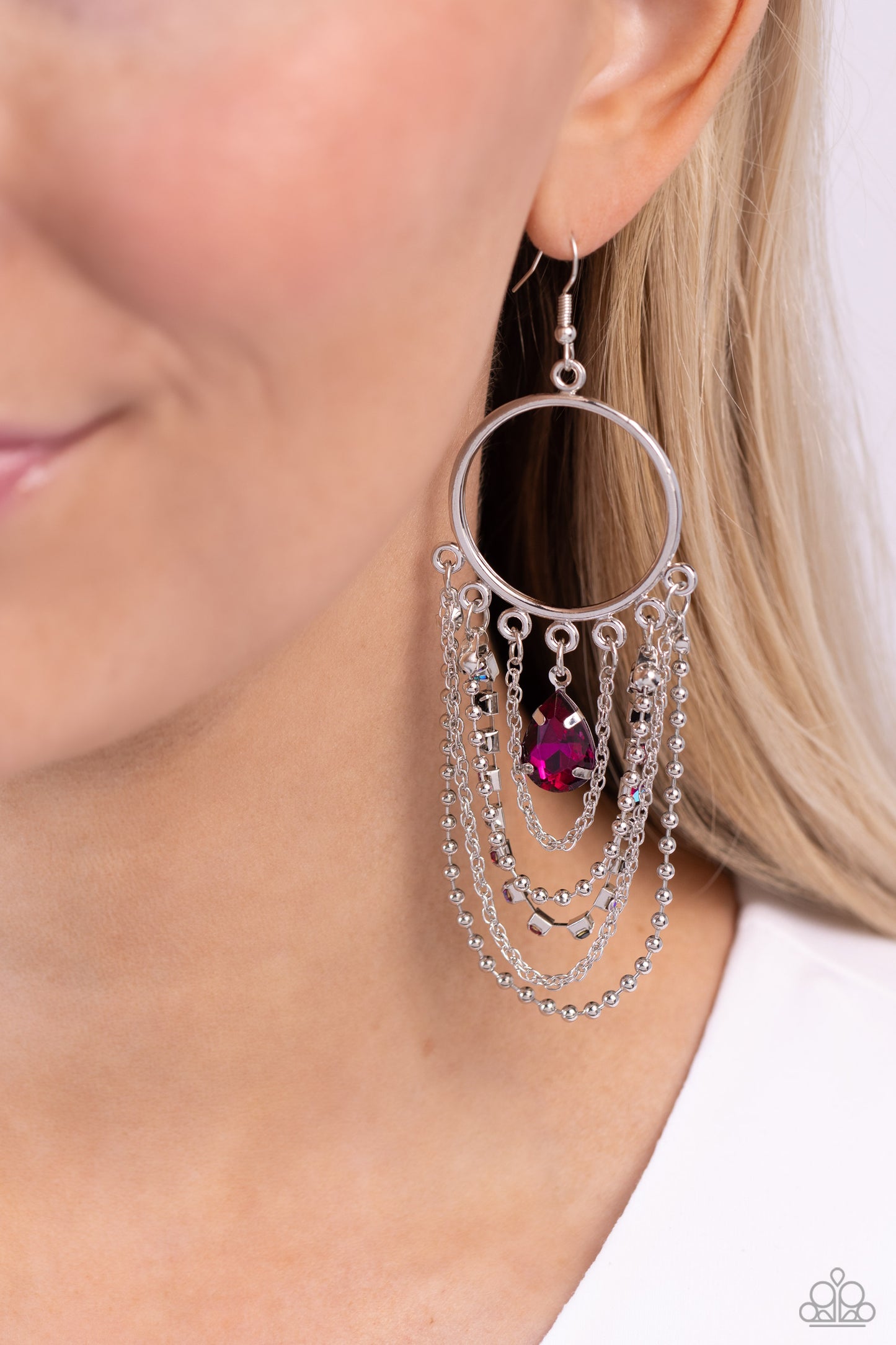 Cascading Clash - Multi Pink Earrings