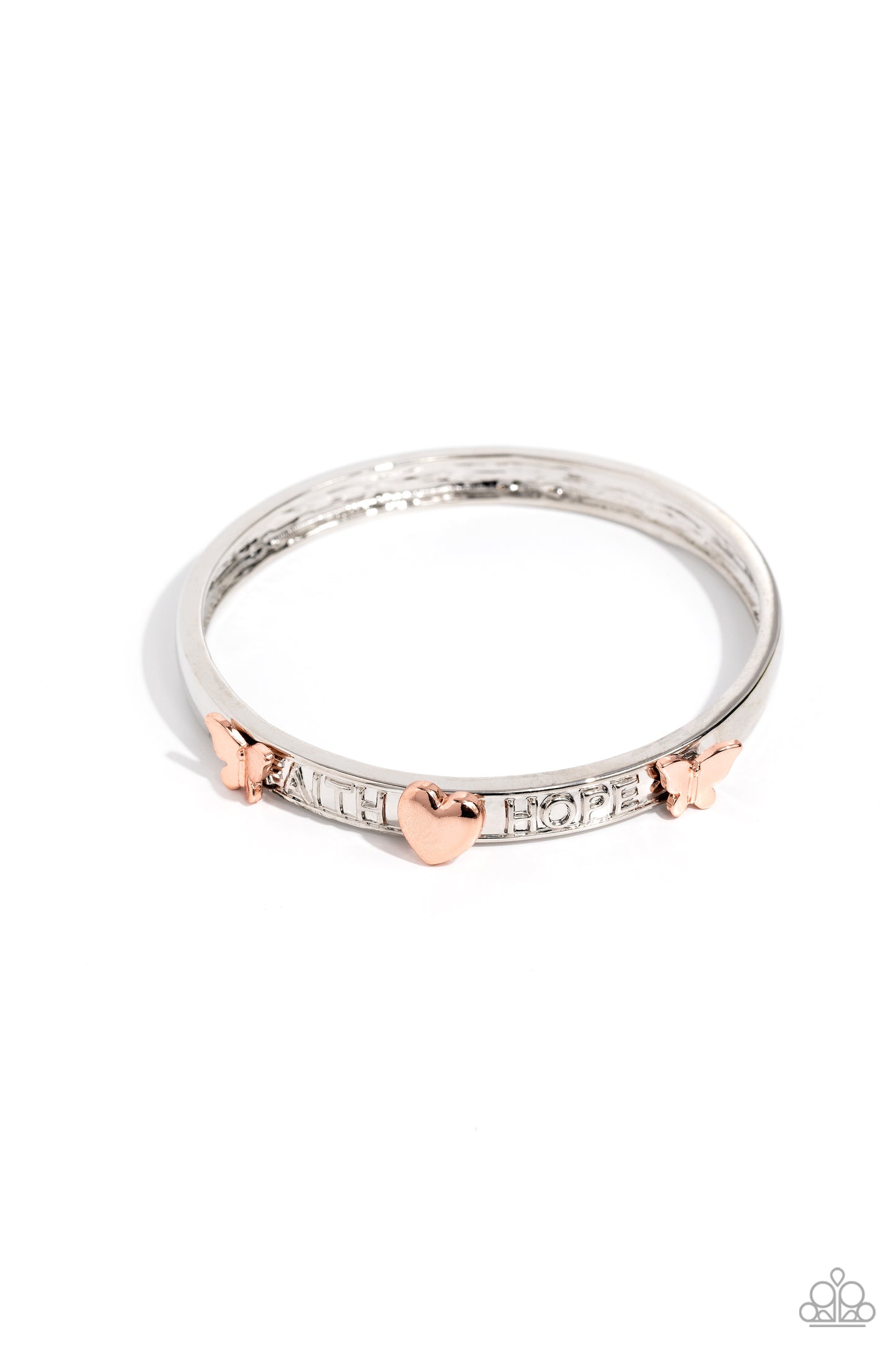 Faith, Trust, and Pixie Dust - Silver & Copper Bangle Bracelet