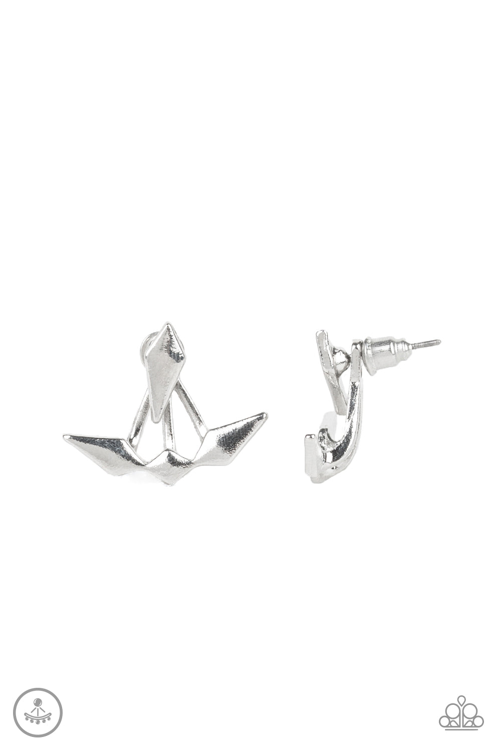 Metal Origami - Silver Double Sided Earrings - Princess Glam Shop