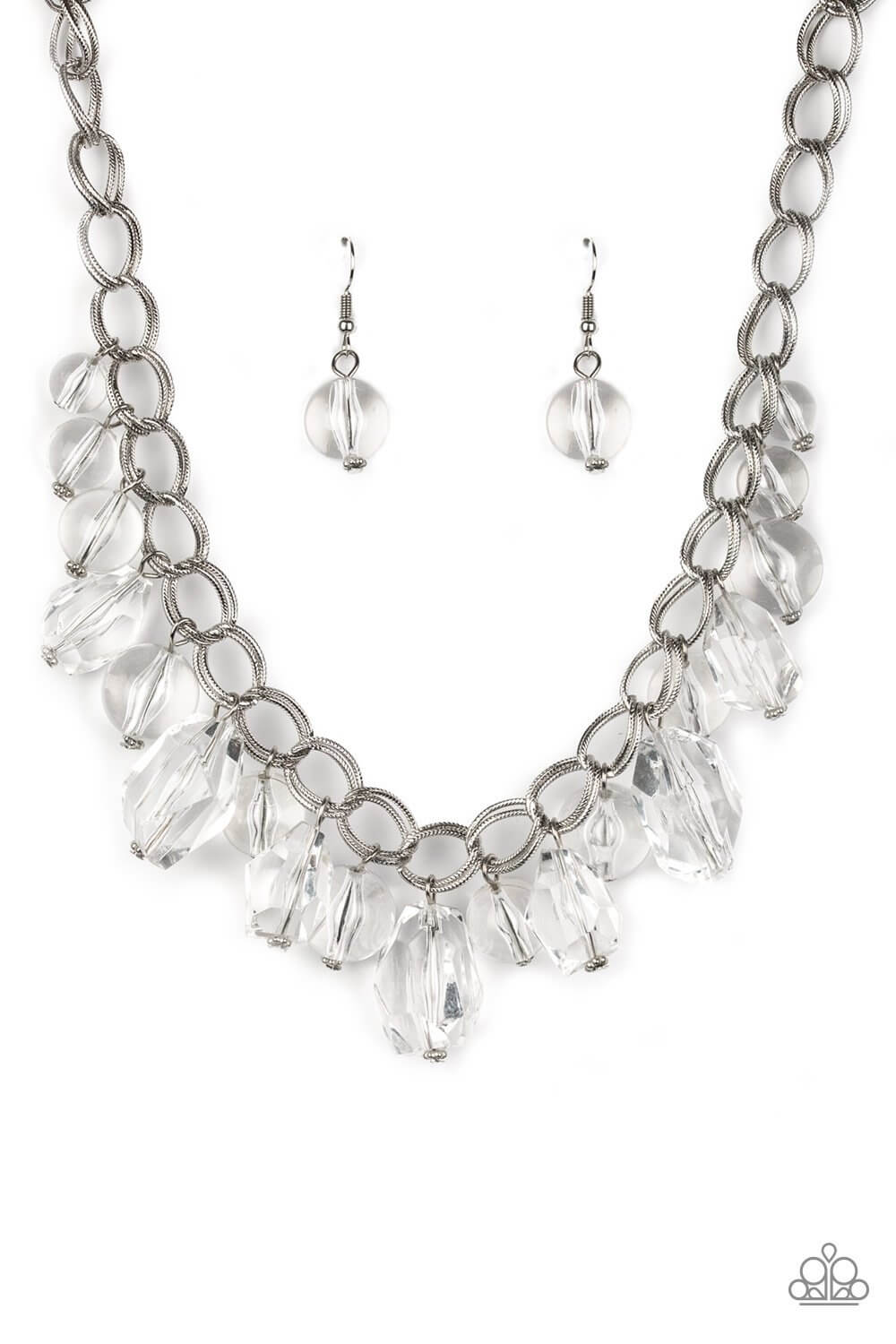 Gorgeously Globetrotter - White Clear Necklace set - Princess Glam Shop