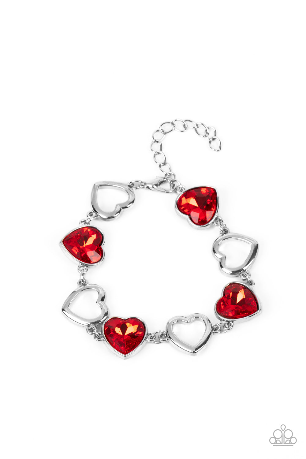 Contemporary Cupid - Red Necklace & Sentimental Sweethearts - Red Bracelet Combo Set - Princess Glam Shop