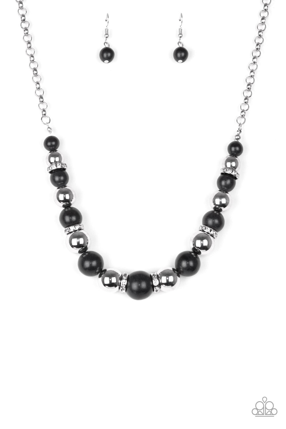 The Ruling Class - Black Stone Necklace Set & Bracelet Combo - Princess Glam Shop