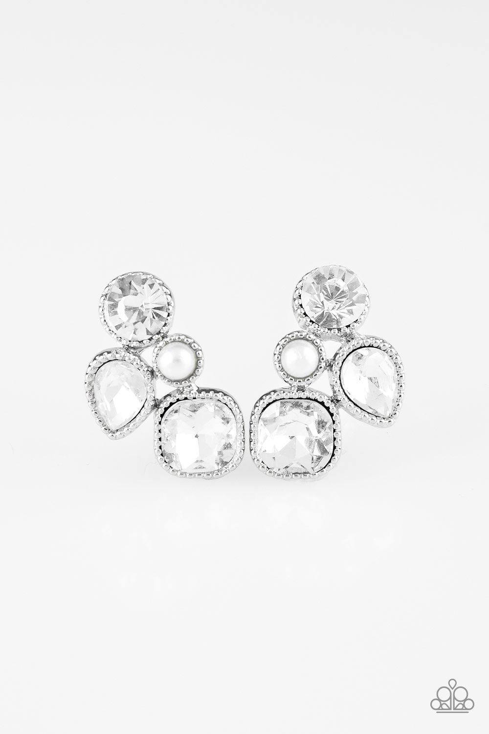 Super Superstar - White Pearl & Bling Earrings - Princess Glam Shop