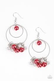 New York Attraction Multi Red & White Earrings - Princess Glam Shop