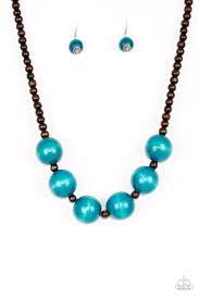 Oh My Miami - Blue Wood Necklace Set - Princess Glam Shop