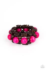 Tropical Temptations - Pink Wood Bracelet - Princess Glam Shop